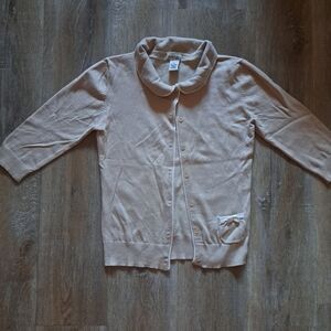 Vintage SHY GIRL Cardigan Sweater Beige Cream Buttons Down Collard Cotton Nylon